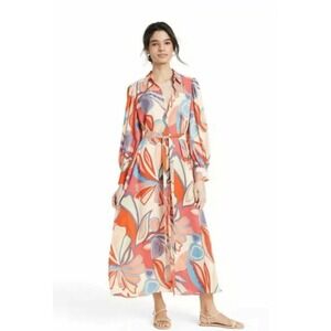 Alexis Floral Maxi Dress Long Sleeve Robe Style Small Multicolor Resortwear